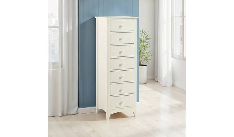 Julian Bowen Cameo 7 Drawer Chest - Off White