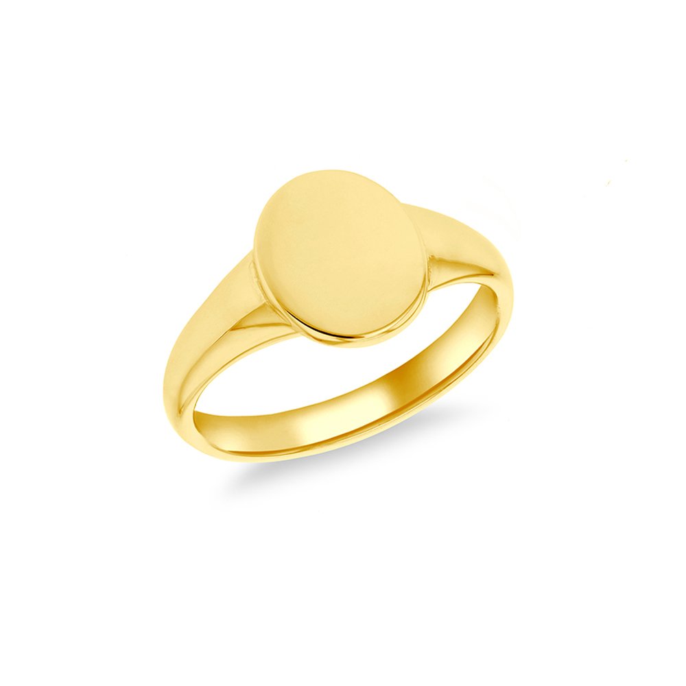 9ct Gold Plated Personalised Oval Signet Ring - L