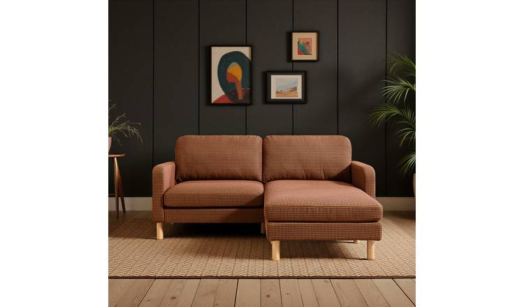 Argos Home Luna Fabric Corner Chaise Sofa - Rust