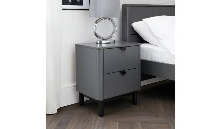 Julian Bowen Chloe 2 Drawer Bedside Table - Dark Grey