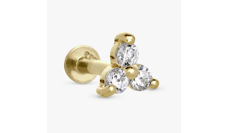 Revere Gold Plated Silver Cubic Zirconia Flatback Earring
