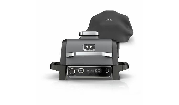 Ninja Woodfire Electric BBQ Grill & Smoker with Cover - Grey