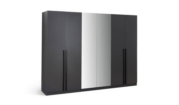 Habitat Munich 6 Door 2 Mirror Wardrobe - Anthracite