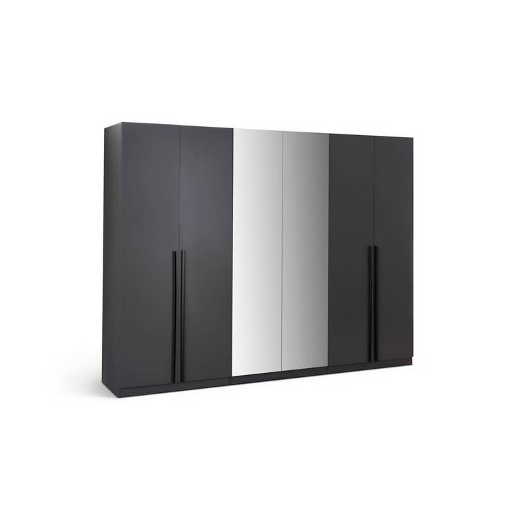 Habitat Munich 6 Door 2 Mirror Wardrobe - Anthracite 0