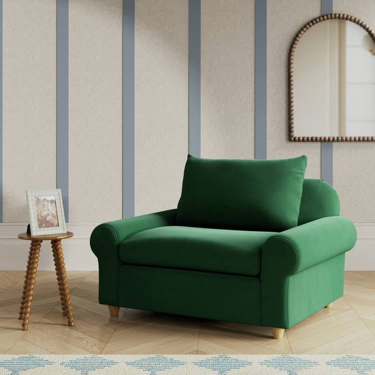 Habitat Whitby Fabric Cuddle Chair - Green - Ash Leg 0