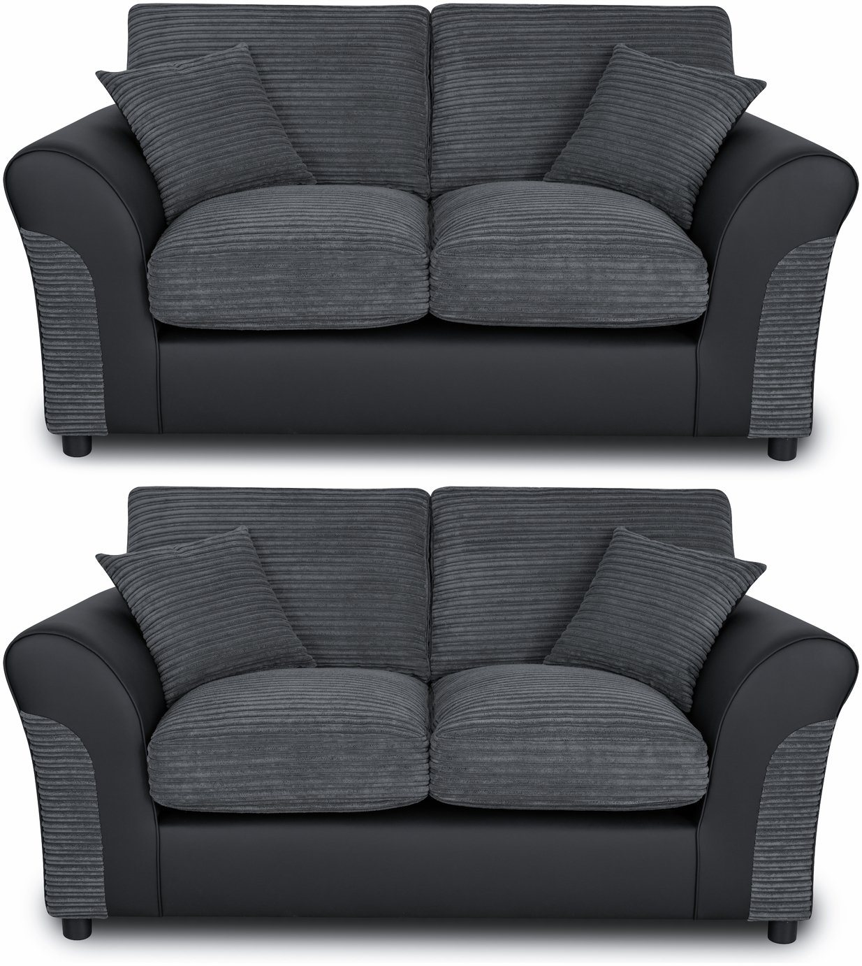 Buy Argos Home Harry Cord Pair of 2 Seater Sofa - Charcoal | Sofa