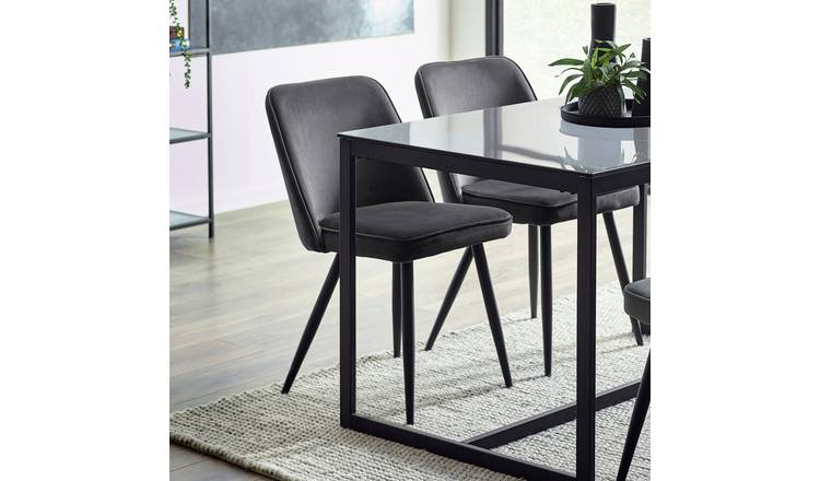 Julian Bowen Burgess Pair of Velvet Dining Chairs -Dark Grey