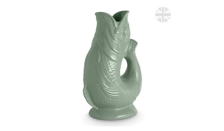 Wade Ceramic Clay Fish Jug - Sage Green