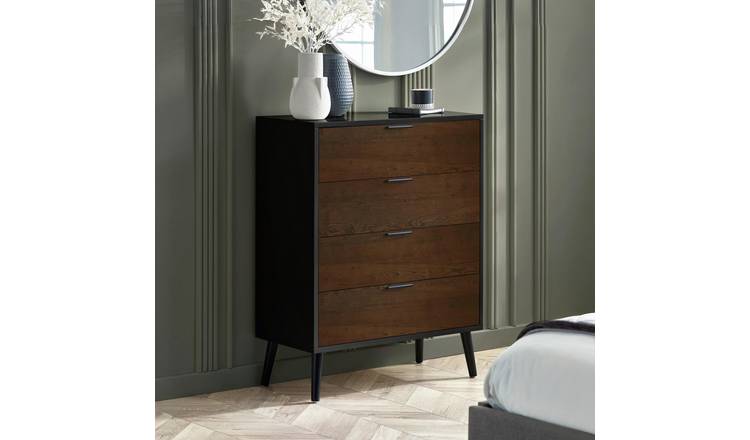 Julian Bowen Alba 4 Drawer Chest - Walnut & Black
