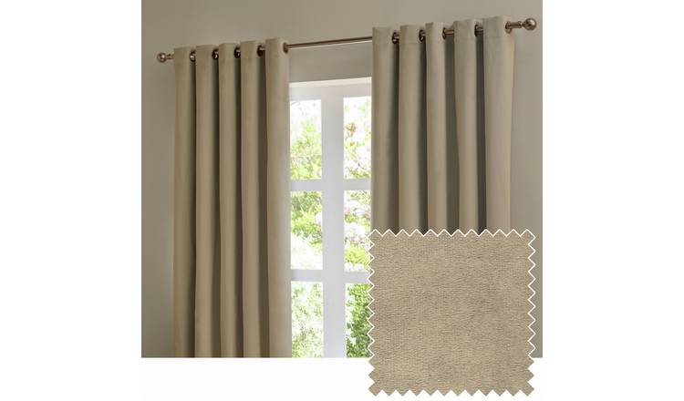 Furn Ultimate Velvet Blackout Eyelet Curtains - Mocha - 117x137cm