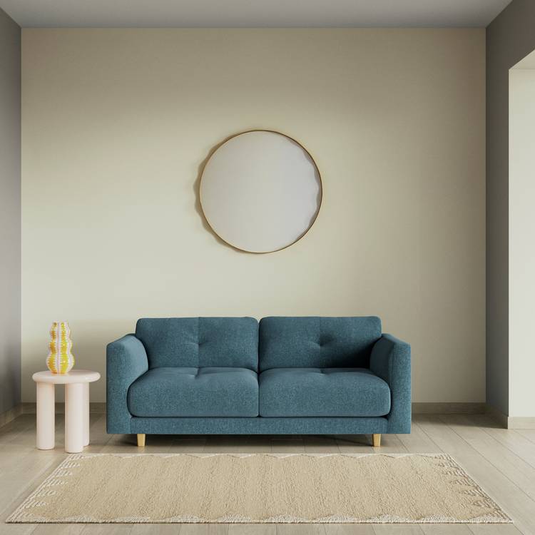 Habitat Emely Fabric 2 Seater Sofa - Blue - Ash Leg 0