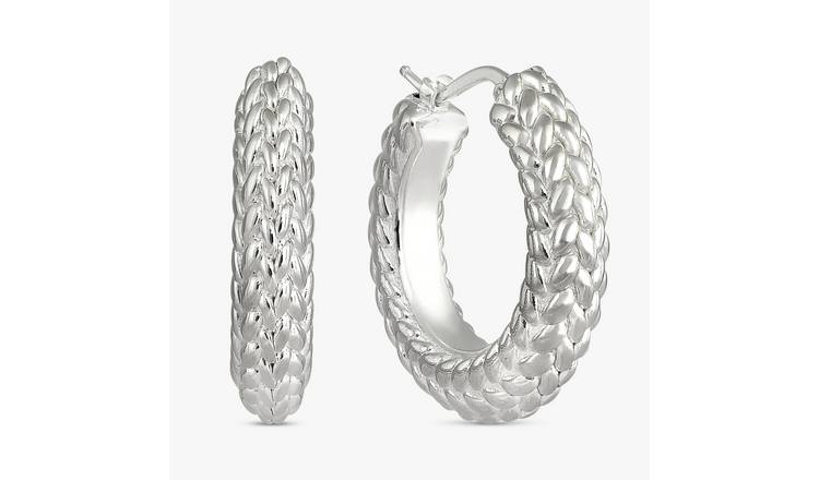 Revere Sterling Silver Wheat Texture Hoop Earrings