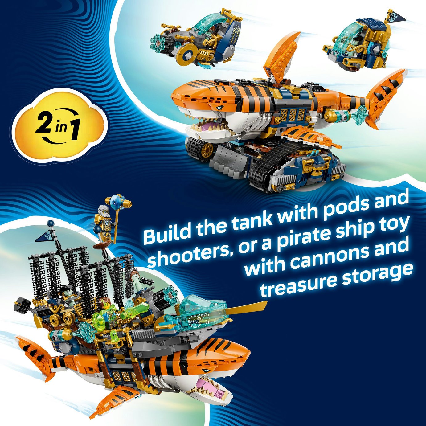 Buy LEGO DREAMZzz 2in1 Tiger Shark Tank Toy for Kids 71515 | LEGO