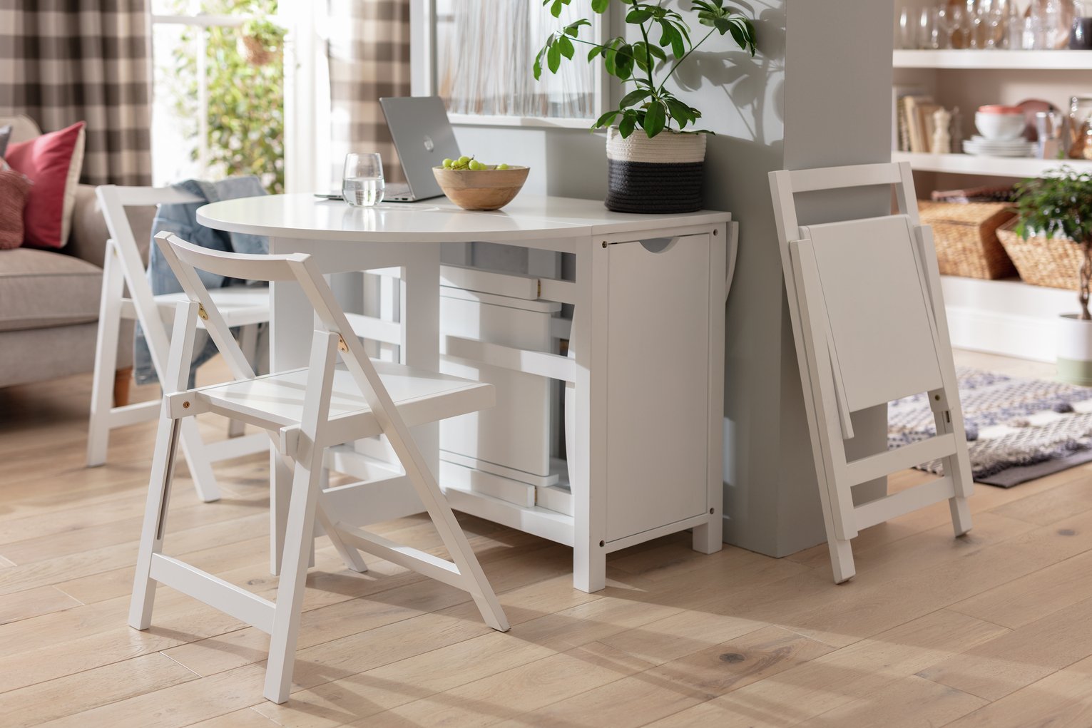 Argos Home Butterfly Ext White Dining Table & 4 White Chairs