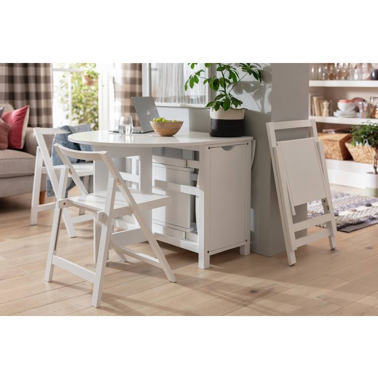 Argos Home Butterfly Ext White Dining Table & 4 White Chairs 0