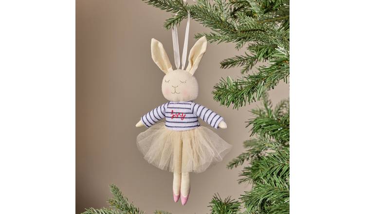 Argos Home Plush Bunny Girl Christmas Hanging Ornament