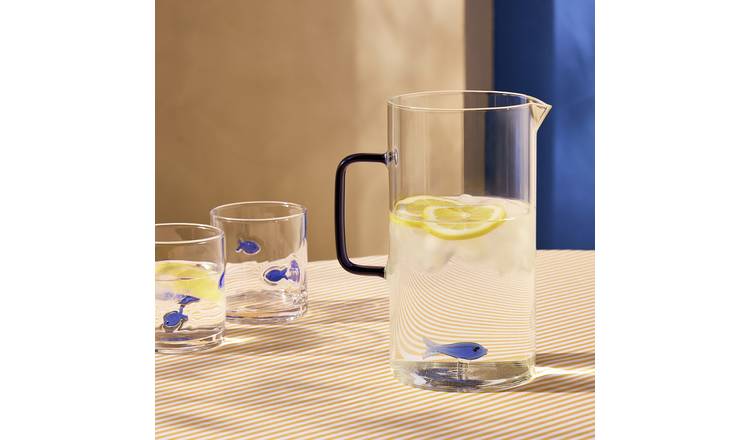 Argos Home Med Coastal Fish Jug - Blue