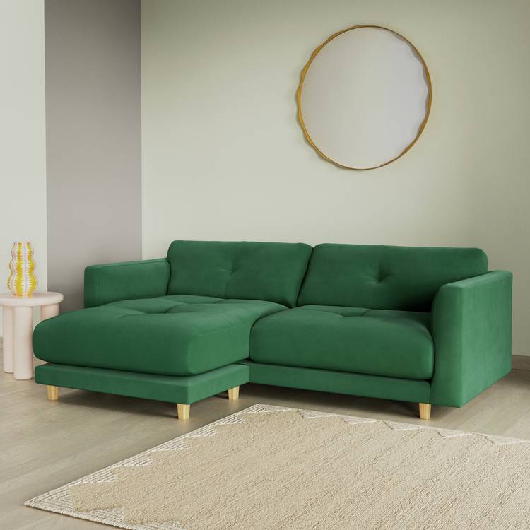 Habitat Emely Reversible Chaise Sofa - Green - Ash Leg 0
