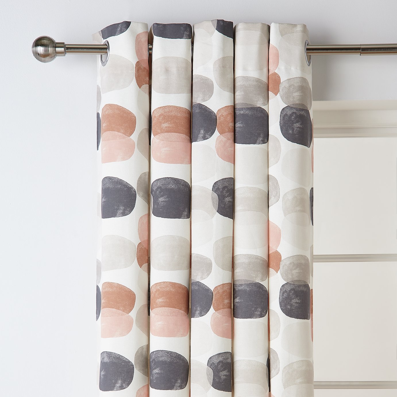 Habitat Abstraction Pebble Lined Eyelet Curtains 