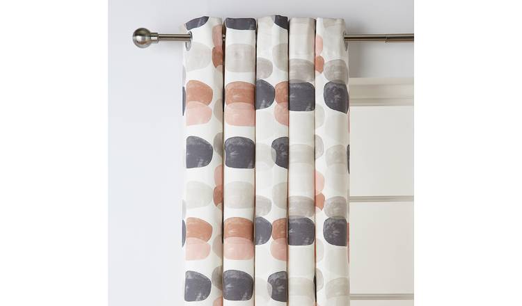 Habitat Abstraction Pebble Fully Lined Eyelet Curtains-Multi