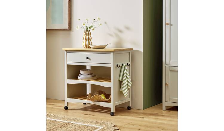 Habitat Bournemouth Solid Wood Kitchen Trolley - Beige