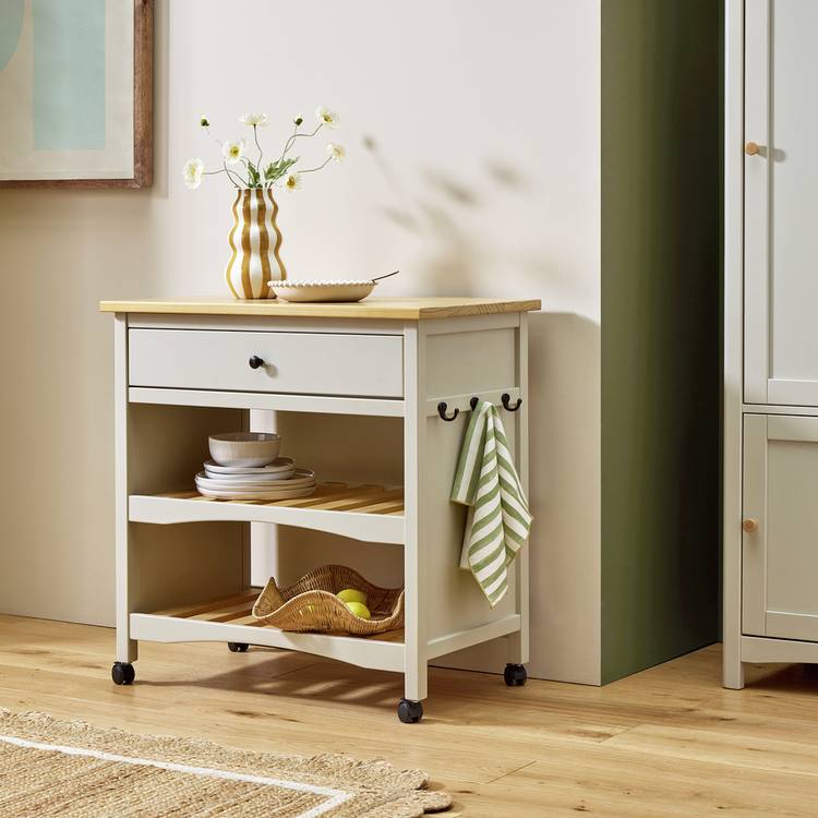 Habitat Bournemouth Solid Wood Kitchen Trolley - Beige 0