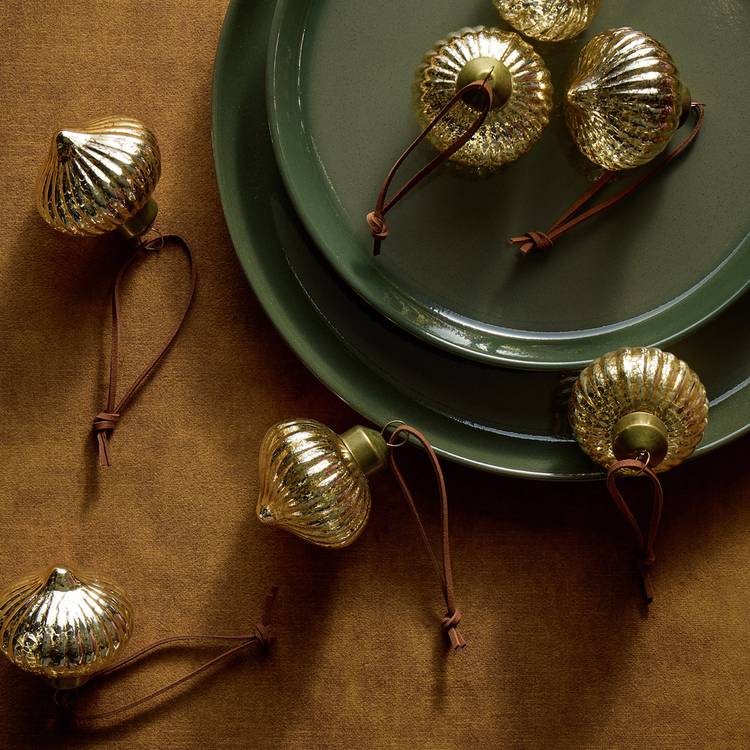Habitat Onion Shaped Mercury Gold Glass Christmas Bauble - Pack of 9 0