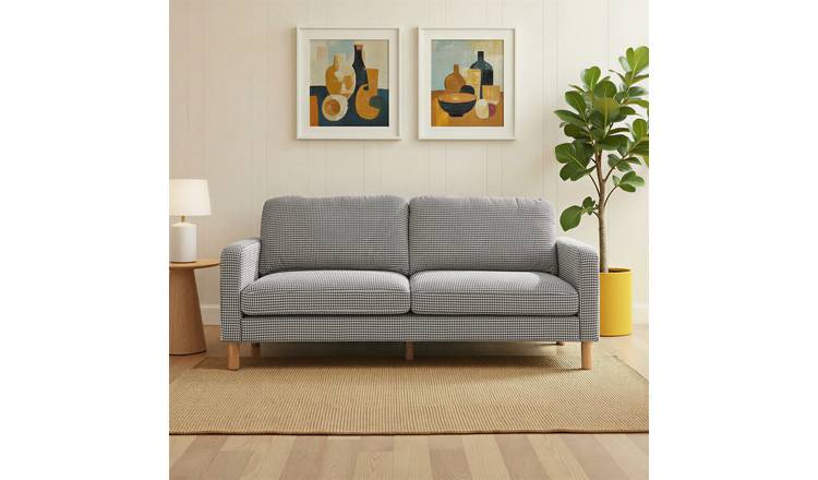 Argos Home Luna Fabric 3 Seater Sofa - Black & White
