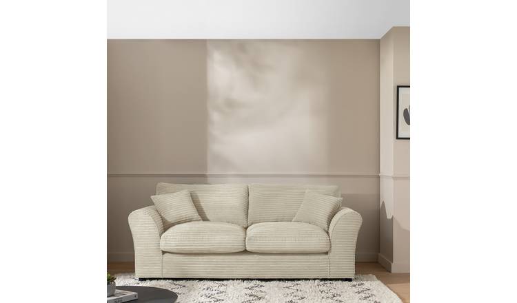 Argos Home Harry Cord 3 Seater Sofa - Stone