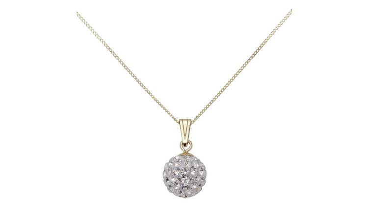 Revere 9ct Gold Crystal Ball Pendant Necklace