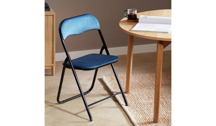 Argos Home Nyla Velvet Folding Dining Chair - Blue
