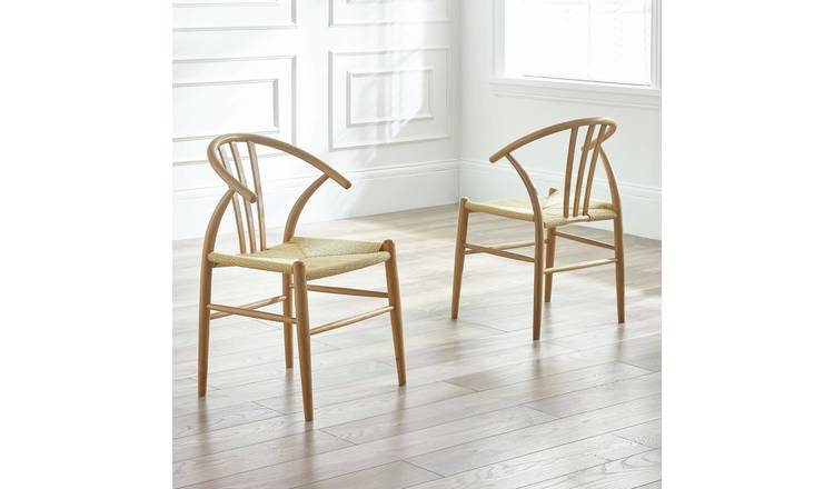 Julian Bowen Symi Pair of Dining Chairs - Natural Wood