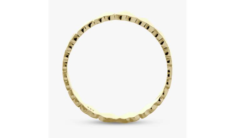 Revere Gold Plated Sterling Silver Heart Band Ring - Large