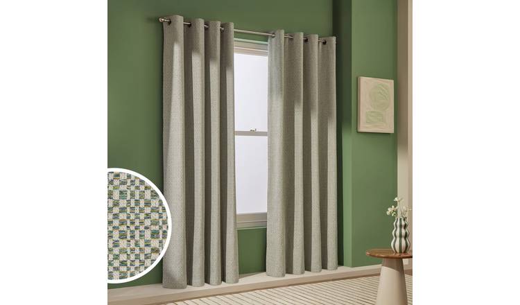 Habitat Blackout Jacquard Eyelet Curtains - Teal - 168x183cm