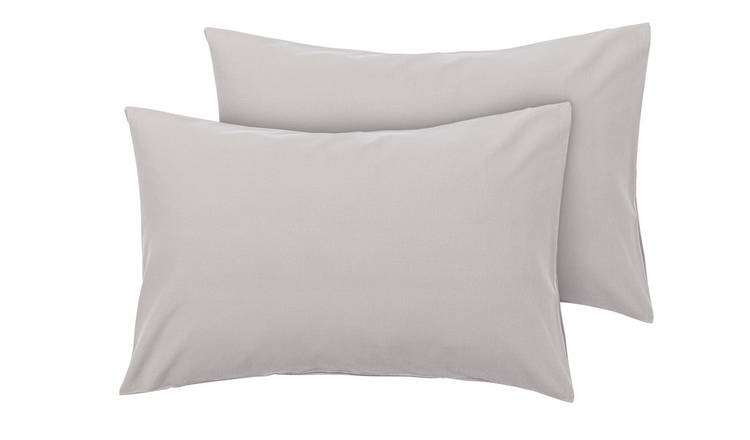Argos Home Brushed Cotton Standard Pillowcase Pair - Grey