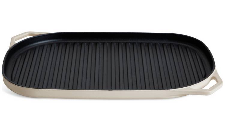 Habitat 38cm Large Cast Iron Grill Pan - Cream