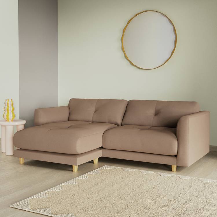 Habitat Emely Reversible Chaise Sofa - Biscuit - Ash Leg 0