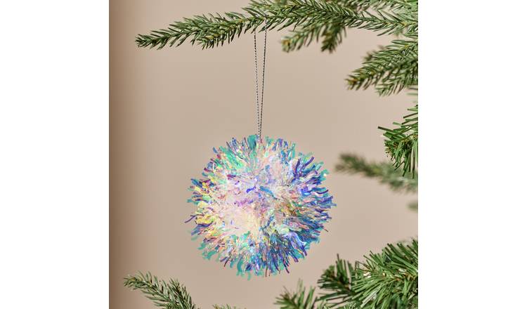 Argos Home Tinsel Pompom Hanging Christmas Ornament