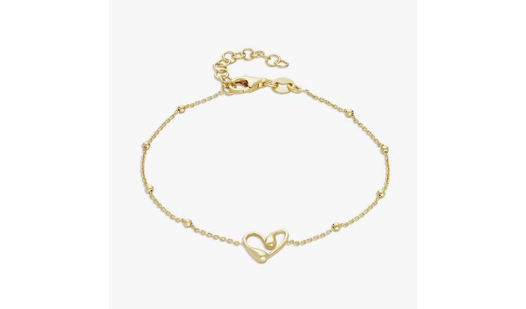 Revere 9ct Gold Plated Sterling Silver Heart Bracelet