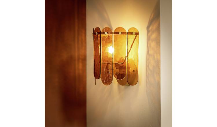 Habitat Textured Glass Wall Light - Amber
