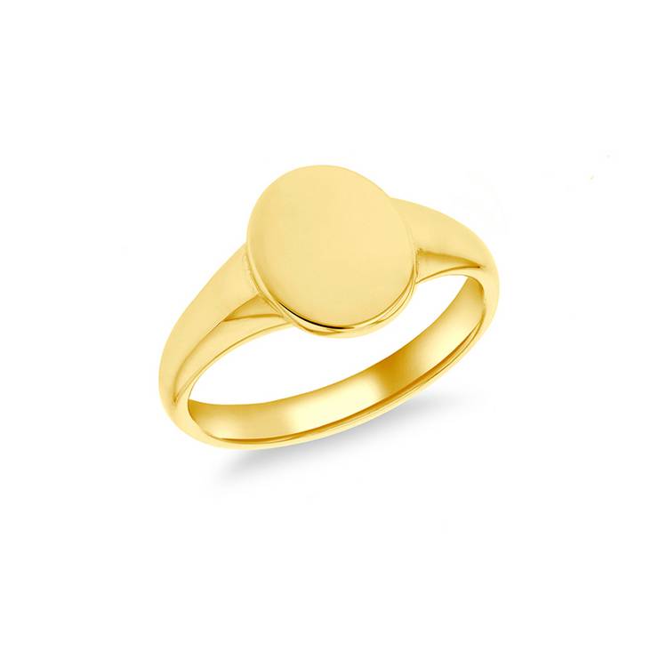 Revere 9ct Gold Plated Personalised Oval Signet Ring - N 0