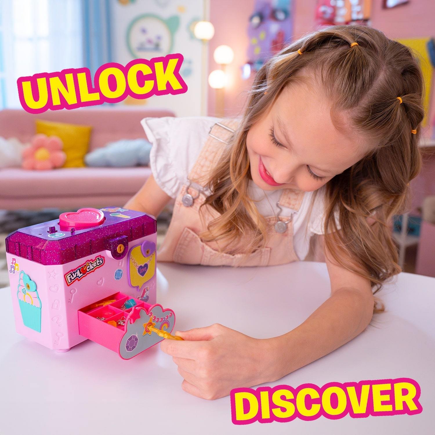 Funlockets Anillo Misterioso Con Lentejuelas Y Abalorios, Modelo Surtido En Color Rosa, Joya Mágica Para Niñas A Partir De 3 Años