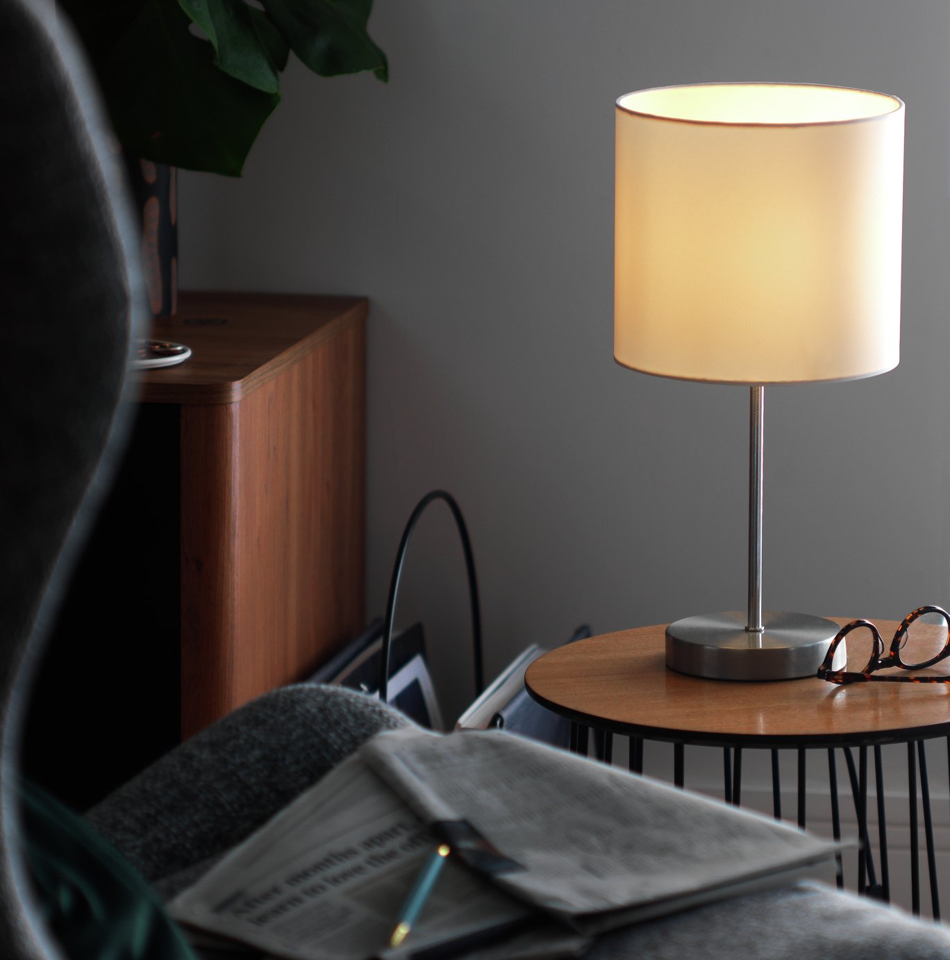 Argos Home Satin Stick Table Lamp - Natural