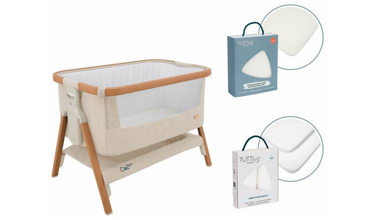 Tutti Bambini Cozee Bundle Walnut Bedside Crib-White 