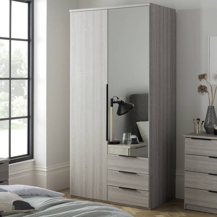 Argos Home Hallingford 2 Door 3 Drawer Wardrobe - Grey Oak 0