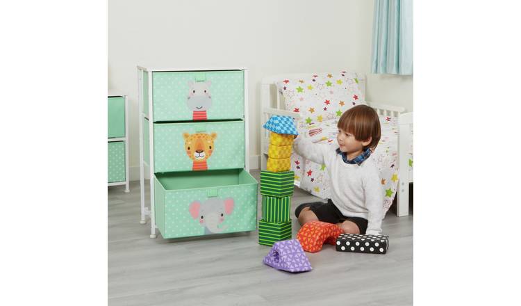 Liberty House Toys Kids Jungle 3 Drawer Storage Unit - Green