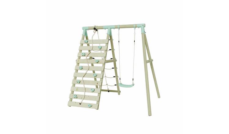 Mercia Wooden Single Swing with Climbing Wall