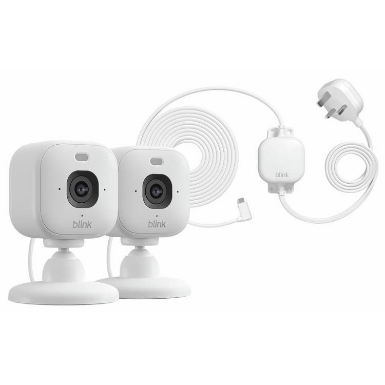 Blink Mini 2K+ Security Camera (2-Pack) with Weather-Resistant Power Adaptor