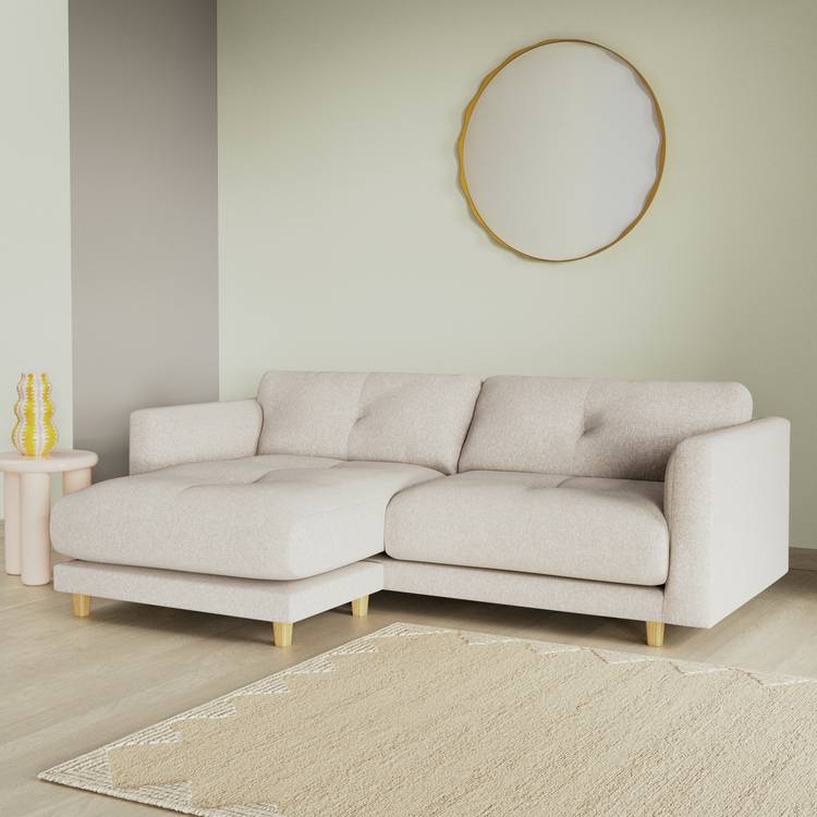 Habitat Emely Reversible Chaise Sofa - Natural - Ash Leg 0