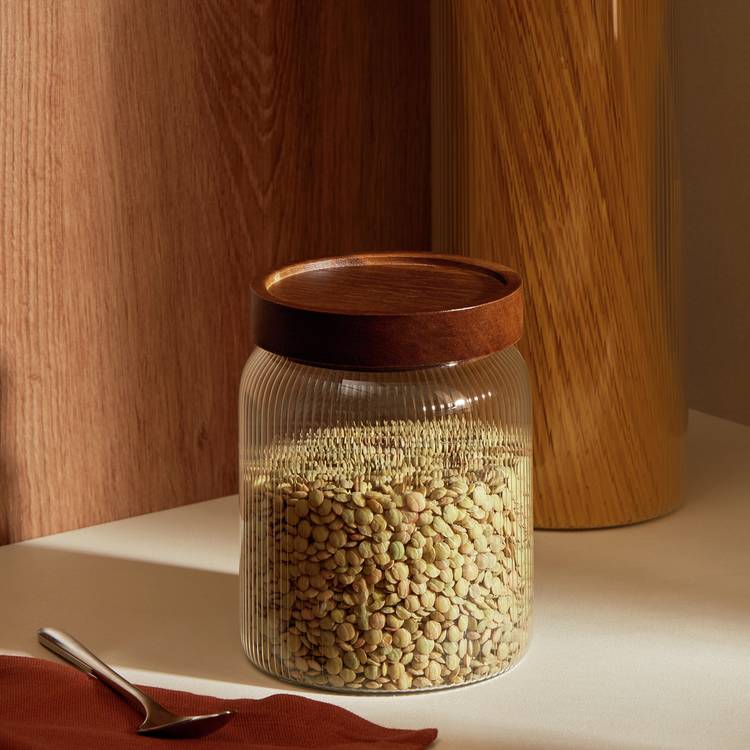 Habitat 1 Litre Ribbed Glass Storage Jar 0